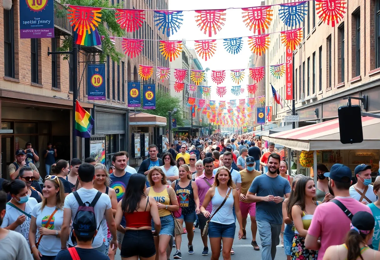 Participants celebrating at the St. Petersburg Pride Month block party.