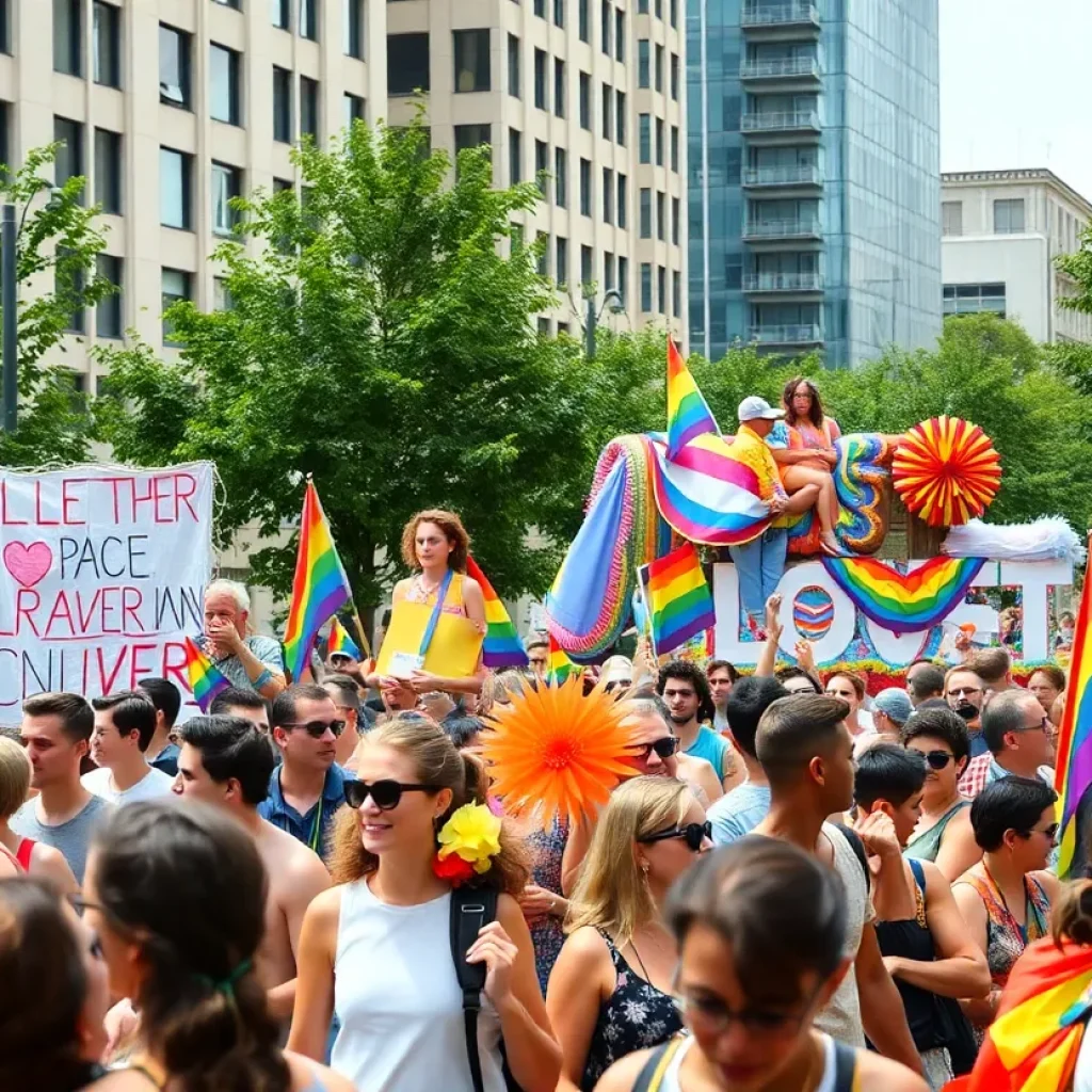 Participants celebrating at the Pride Parade in St. Petersburg, Florida.