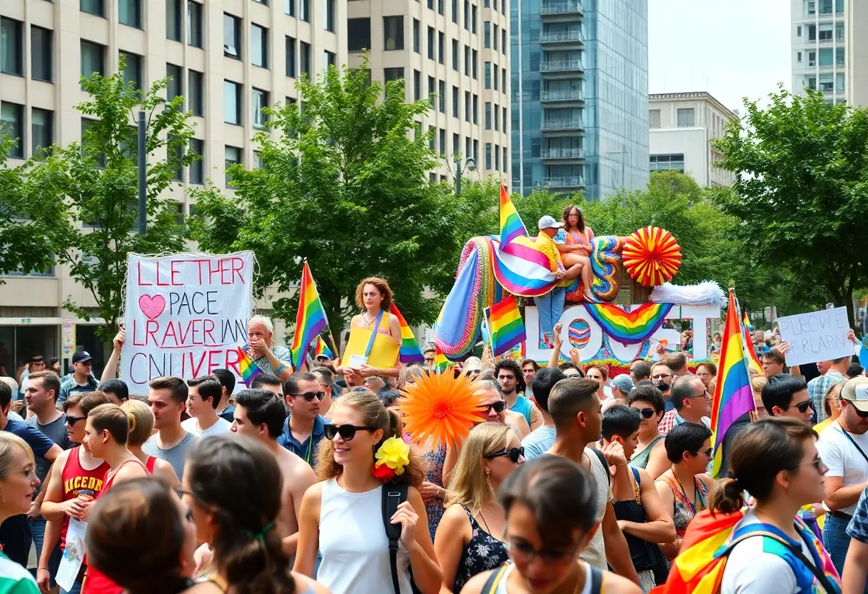 Participants celebrating at the Pride Parade in St. Petersburg, Florida.