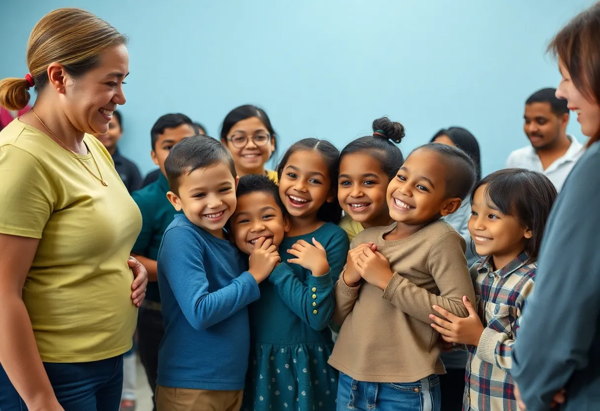Recovered children celebrating in a safe environment