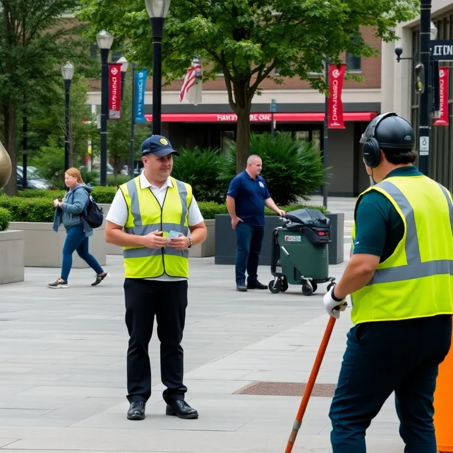 Cleaning crews and safety ambassadors in downtown St. Petersburg