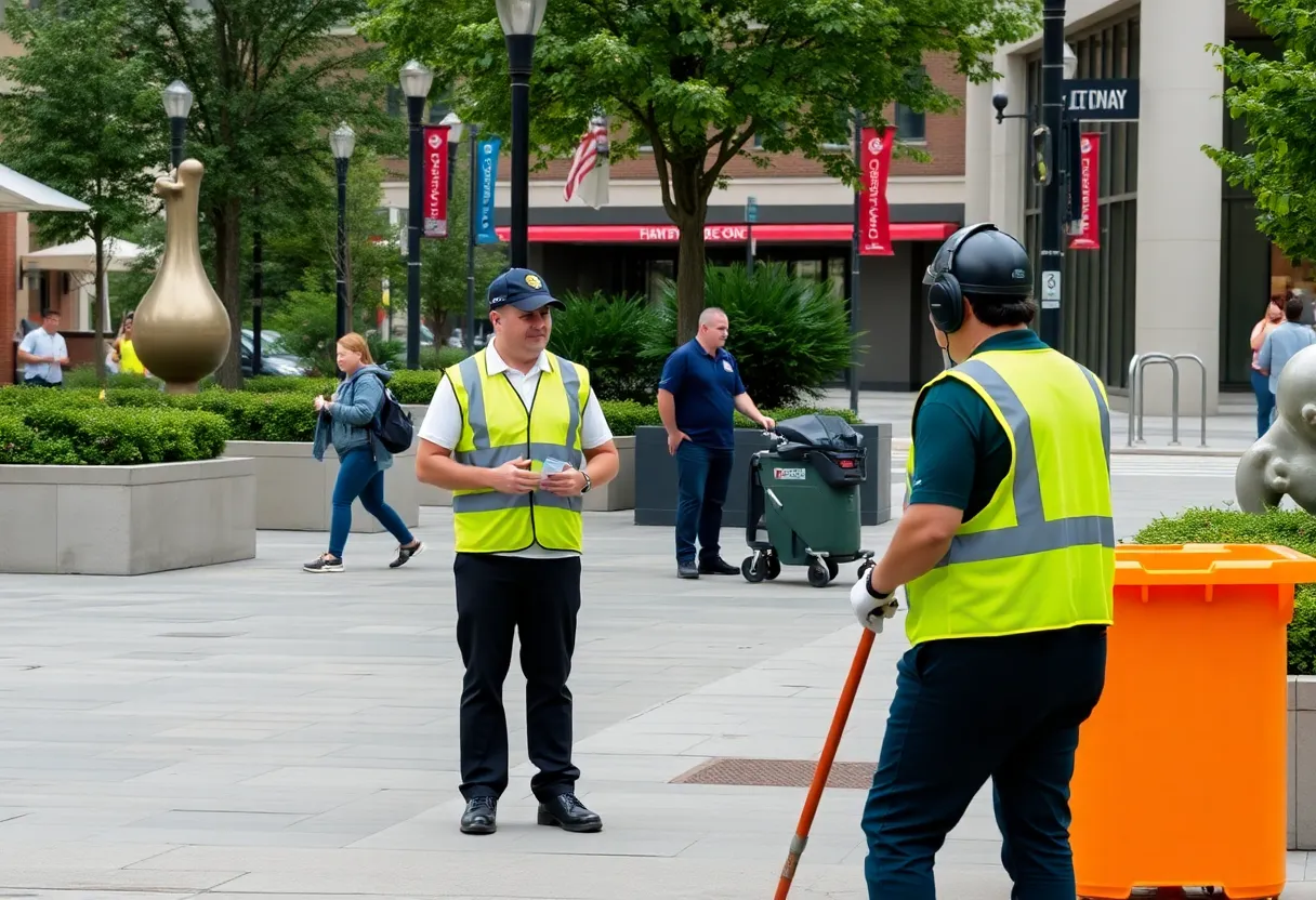 Cleaning crews and safety ambassadors in downtown St. Petersburg