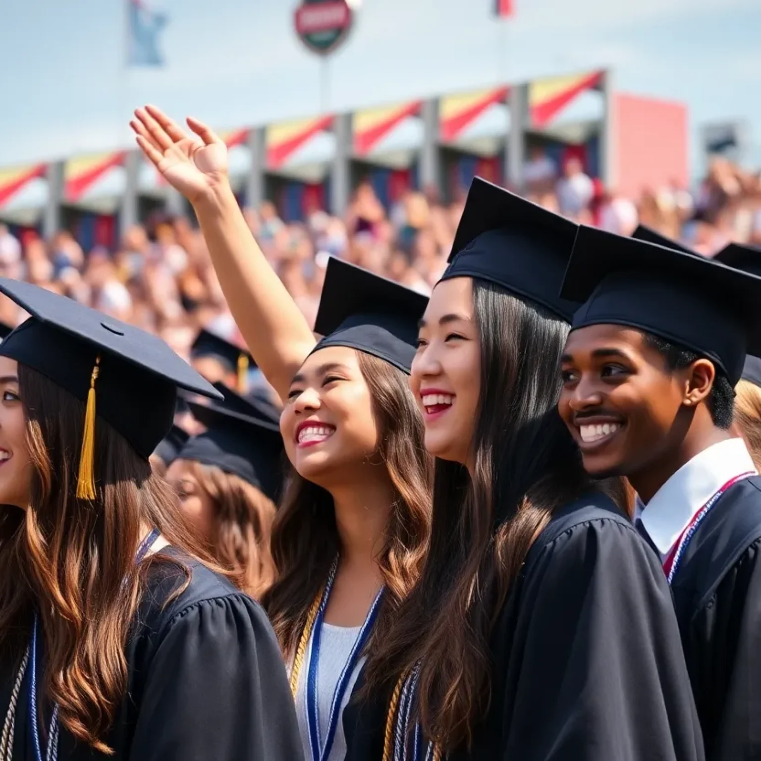 Graduates celebrating at St. Petersburg Collegiate High School ceremony