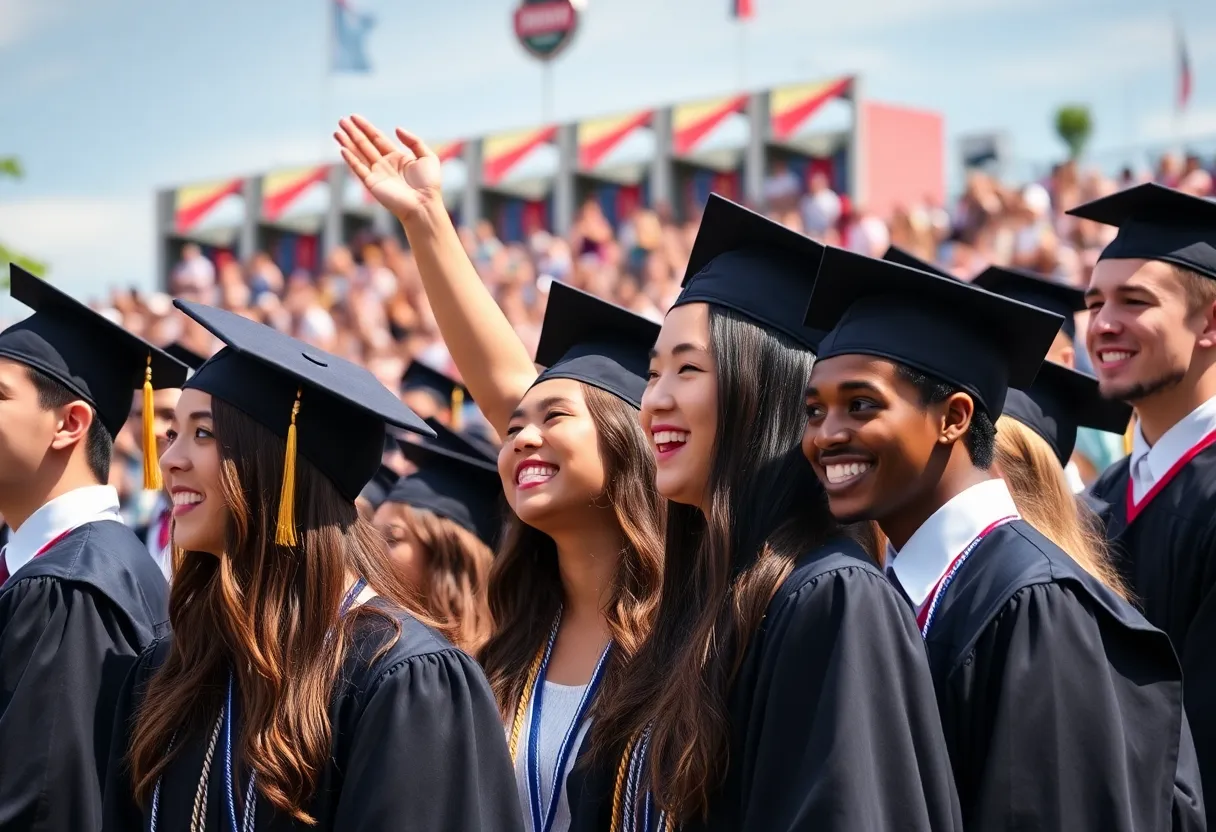 Graduates celebrating at St. Petersburg Collegiate High School ceremony