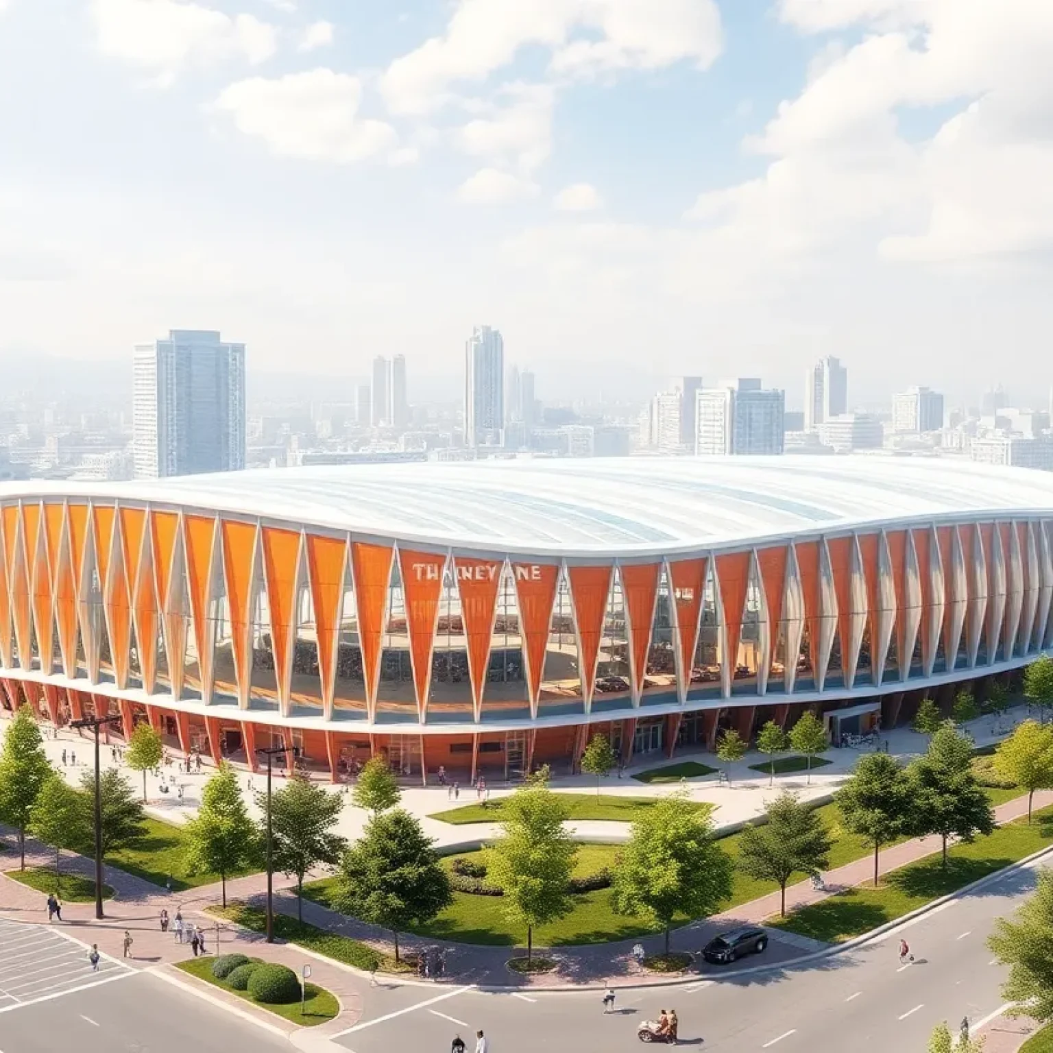 Architectural rendering of a proposed convention center near Tropicana Field in St. Petersburg.