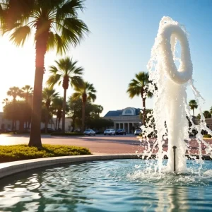 Water fountain in St. Petersburg, Florida on a sunny day