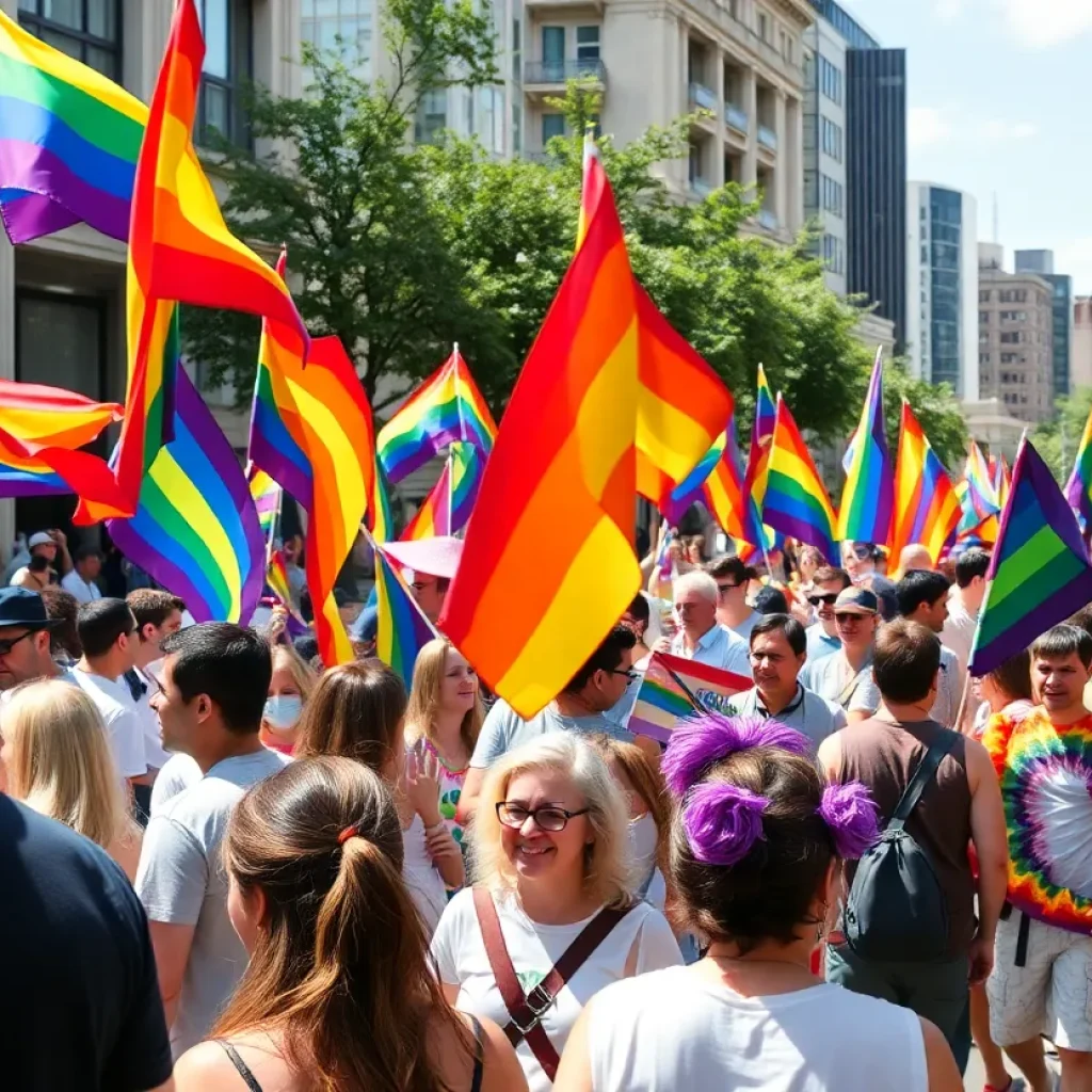 Crowd celebrating at the St. Petersburg Pride Parade