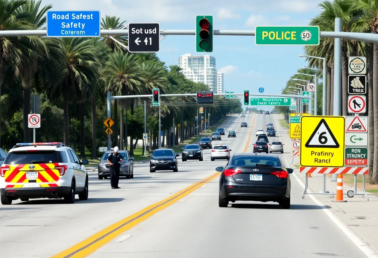 Police officers engaged in road safety initiatives in St. Petersburg