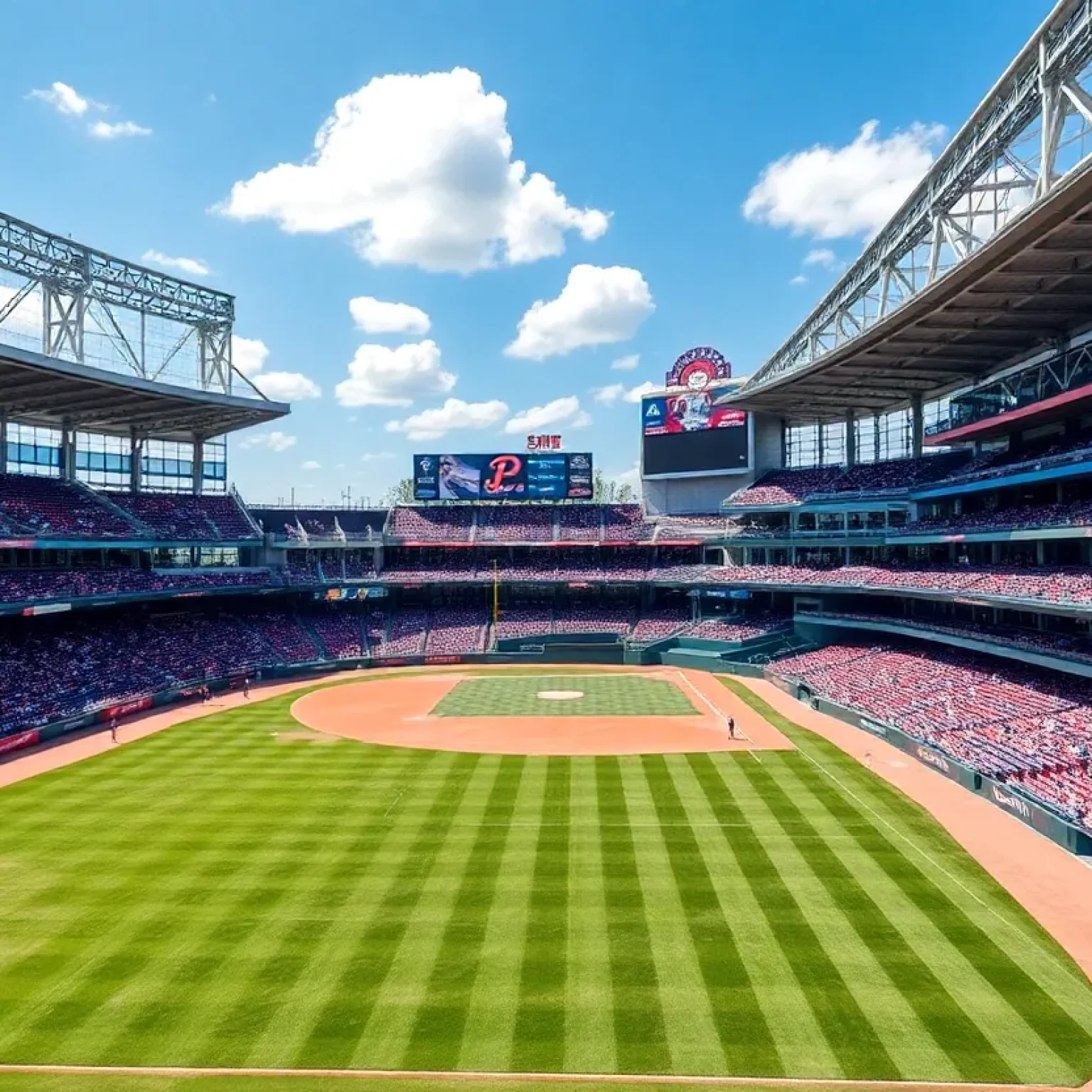 Artist's concept of a modern baseball stadium in Tampa Bay