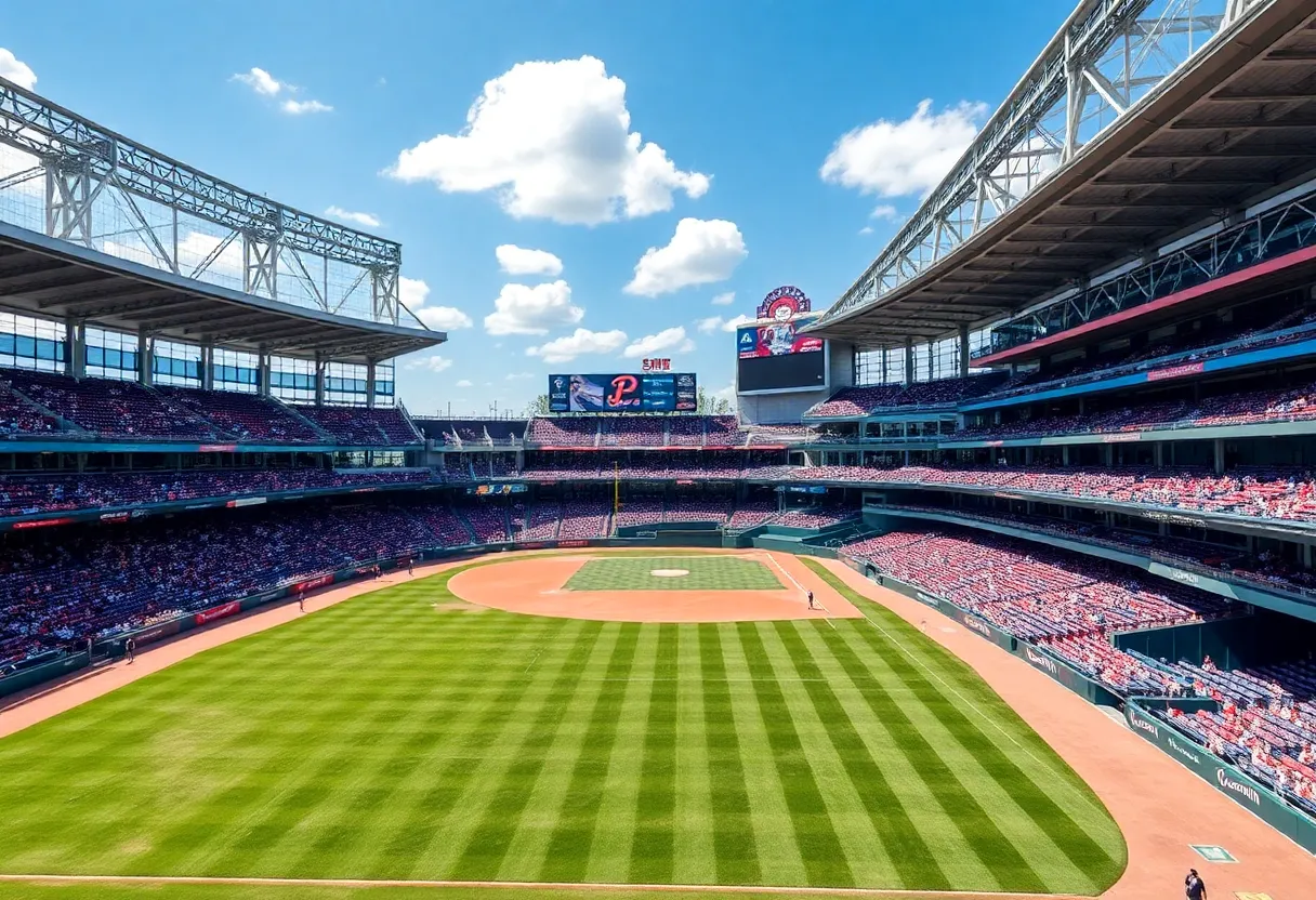 Artist's concept of a modern baseball stadium in Tampa Bay