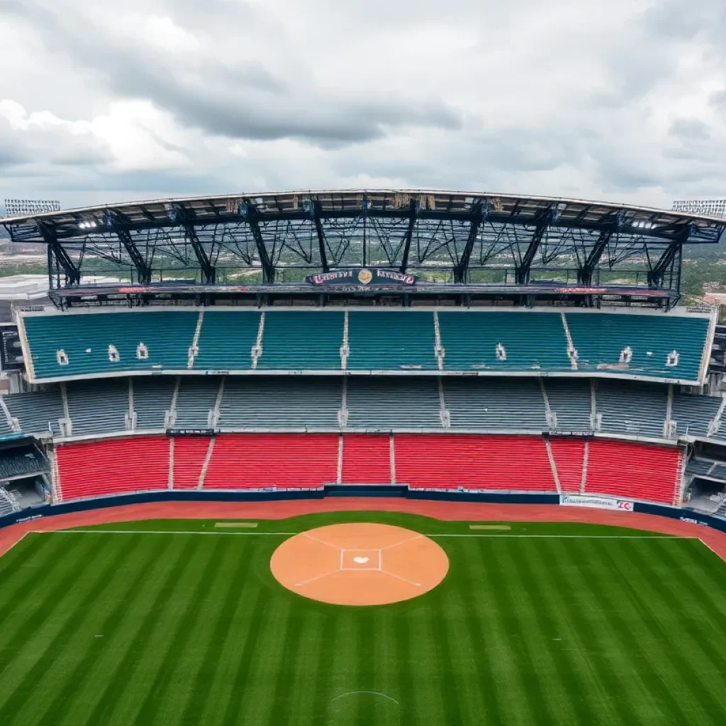 Tropicana Field showing damage from Hurricane Milton