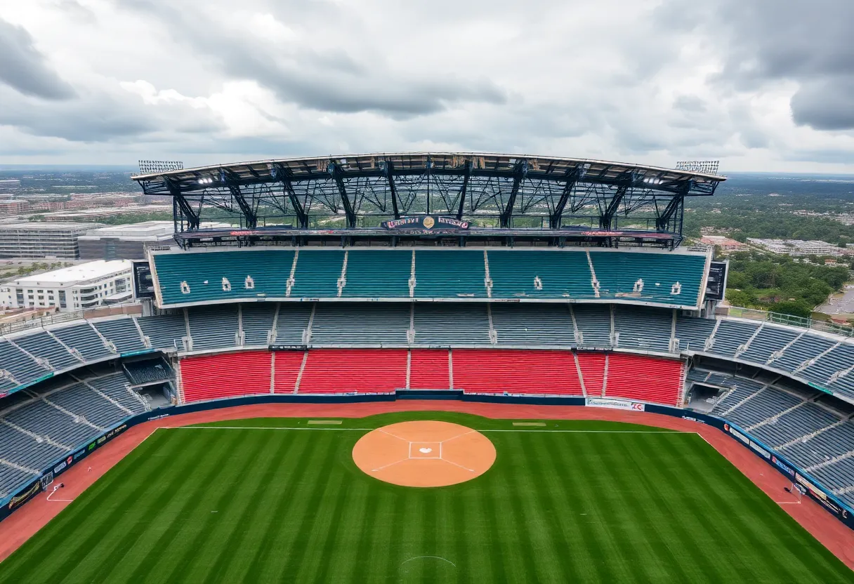 Tropicana Field showing damage from Hurricane Milton