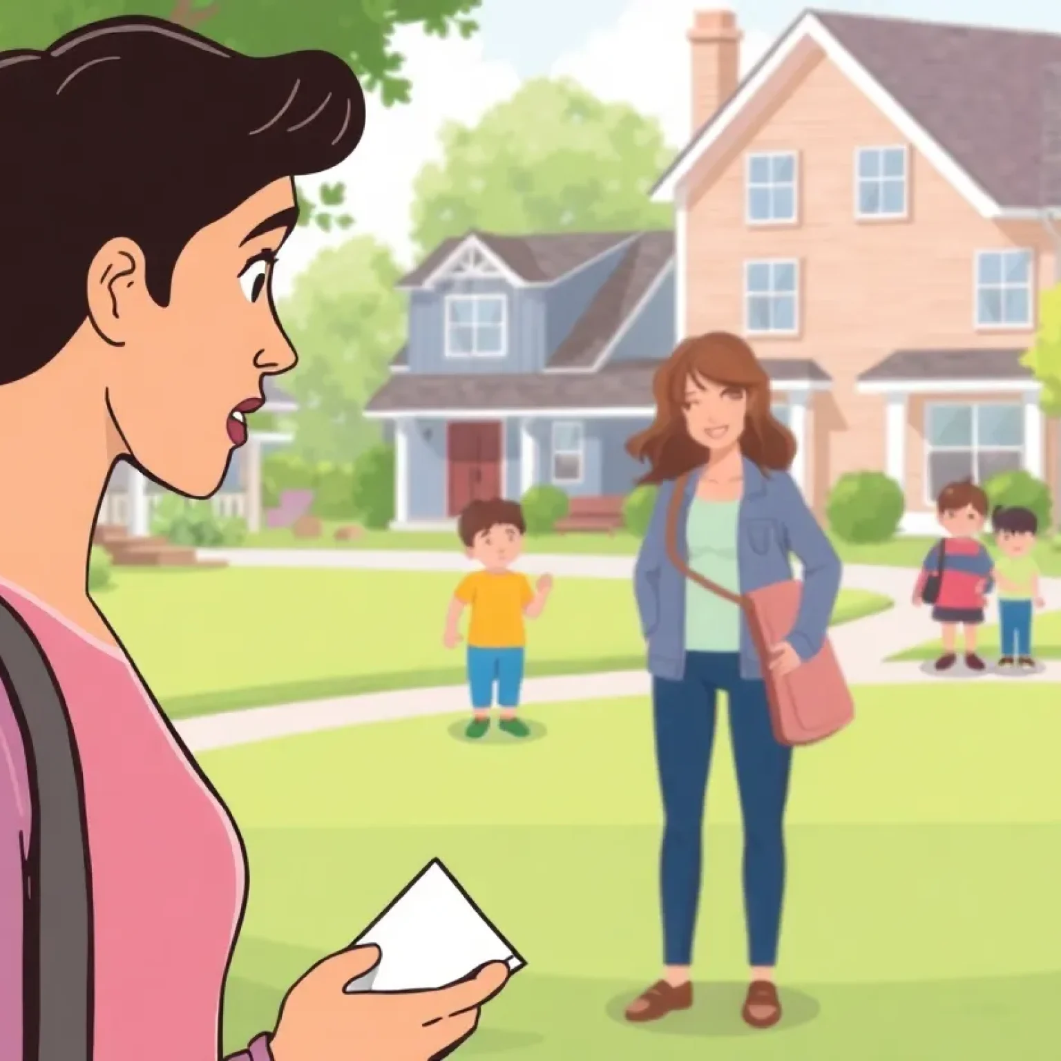 Illustration depicting a concerned parent searching for licensed daycare options.