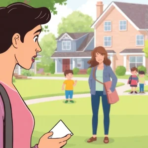 Illustration depicting a concerned parent searching for licensed daycare options.