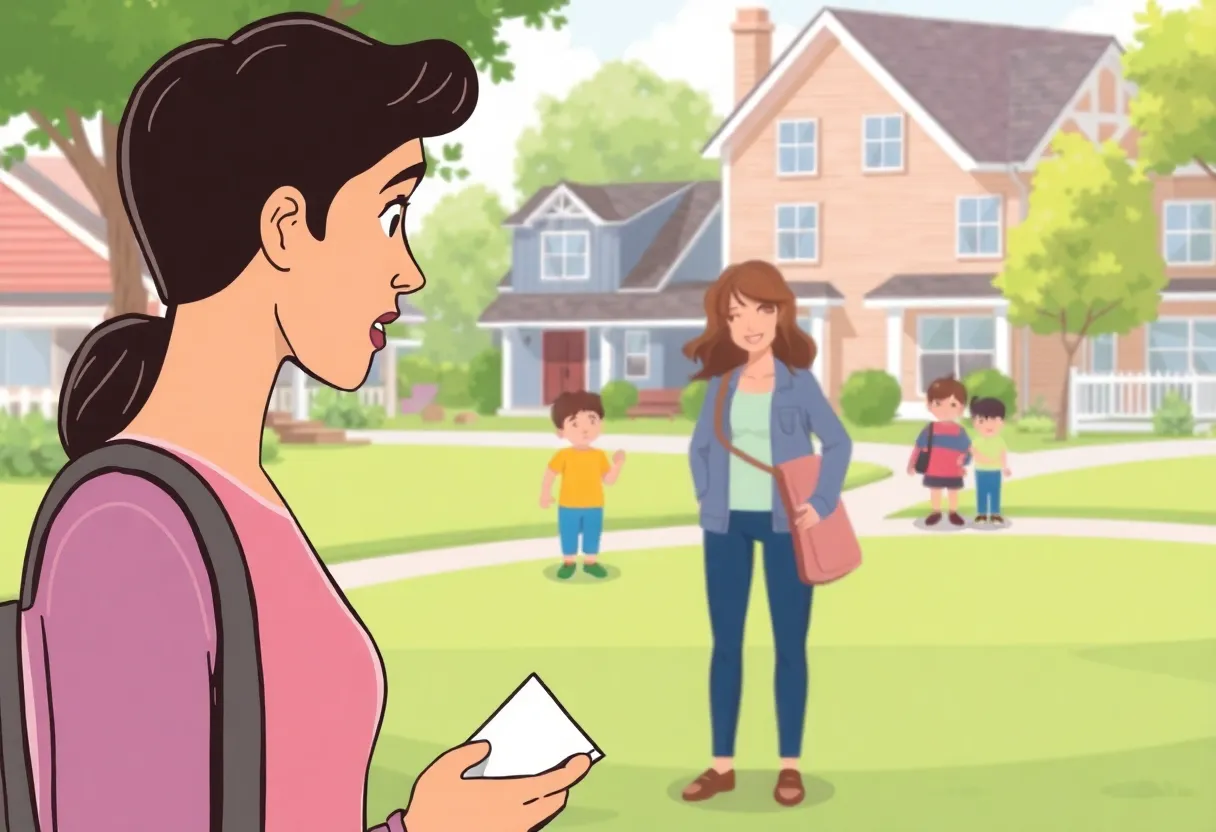 Illustration depicting a concerned parent searching for licensed daycare options.