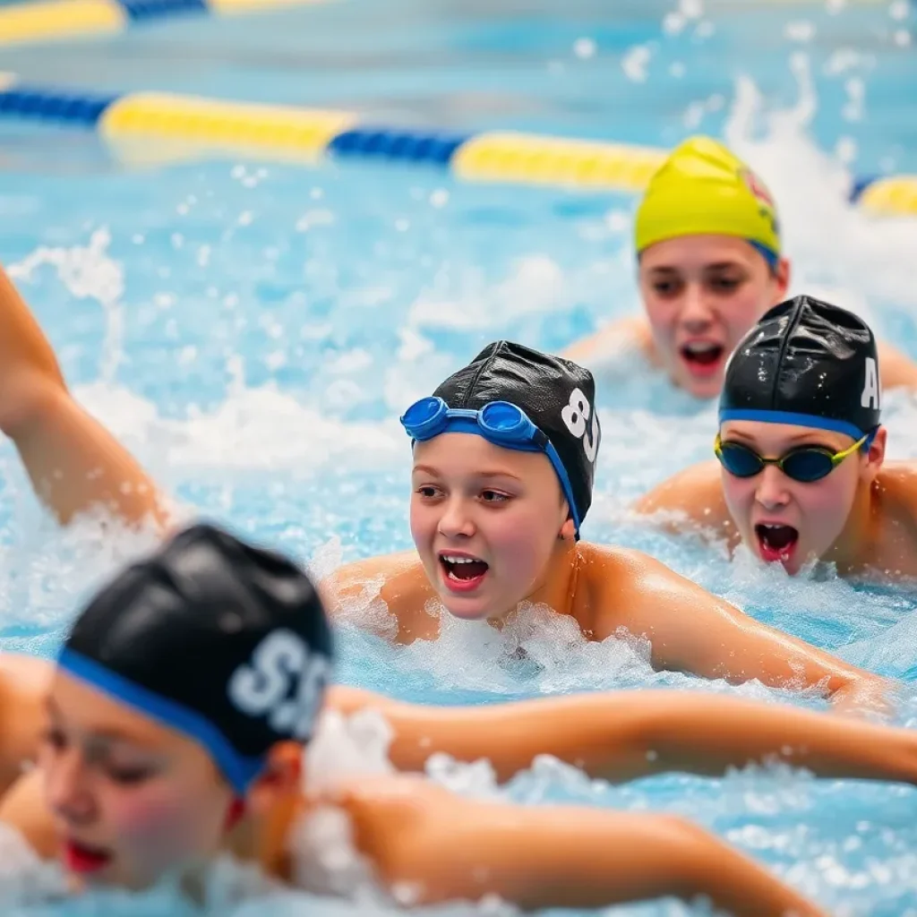 Swimmers from the Watertown Wavemakers participating in a national swim meet