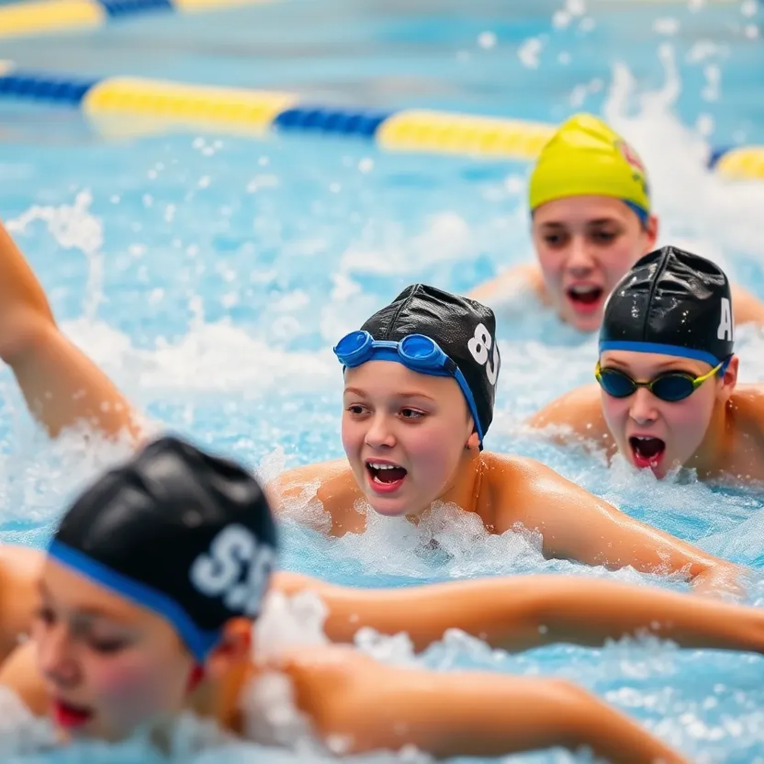 Swimmers from the Watertown Wavemakers participating in a national swim meet