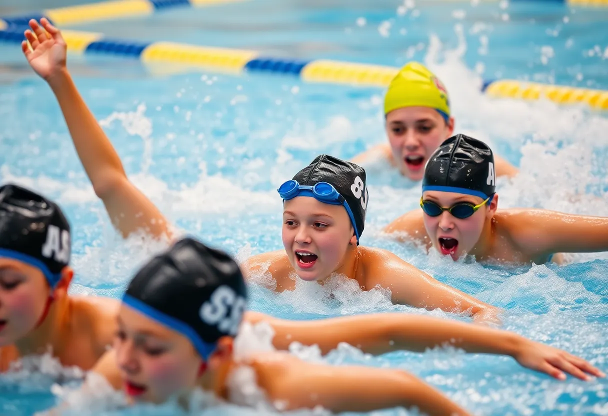Swimmers from the Watertown Wavemakers participating in a national swim meet