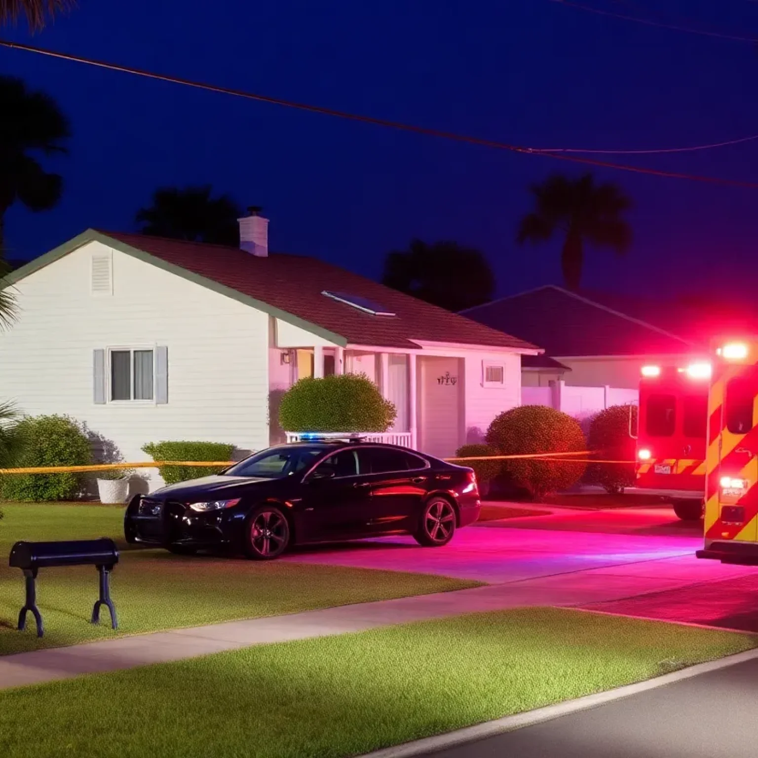 A car crash scene in St. Petersburg, Florida, with emergency responders.