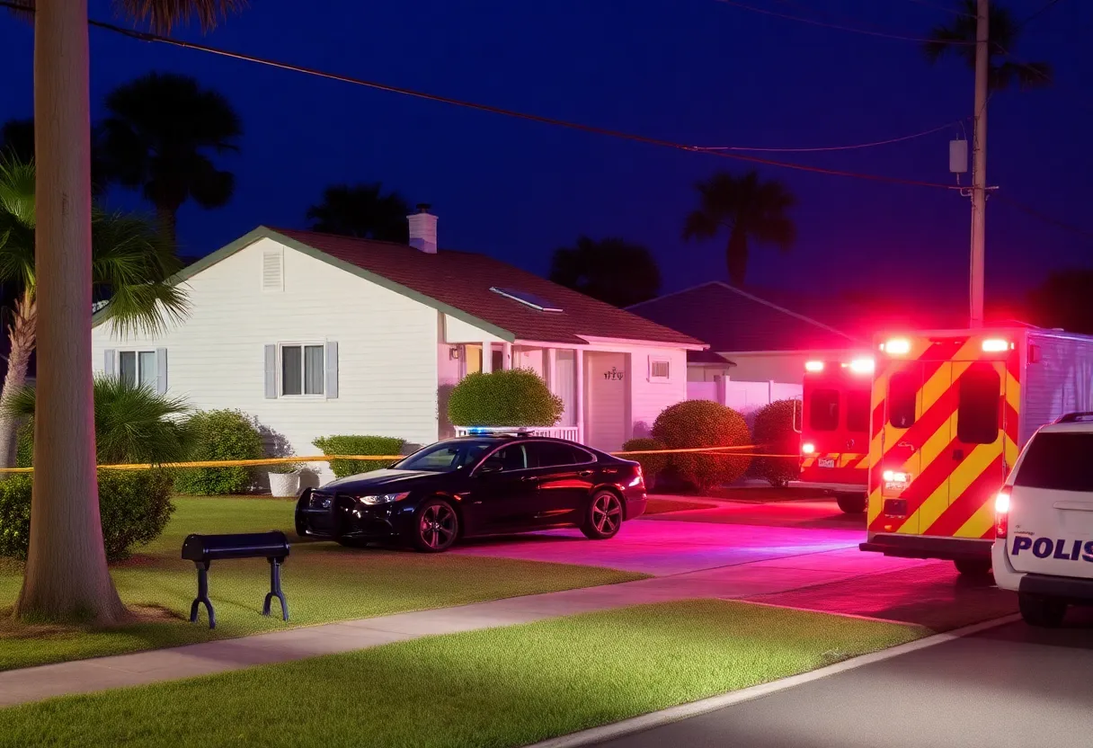A car crash scene in St. Petersburg, Florida, with emergency responders.