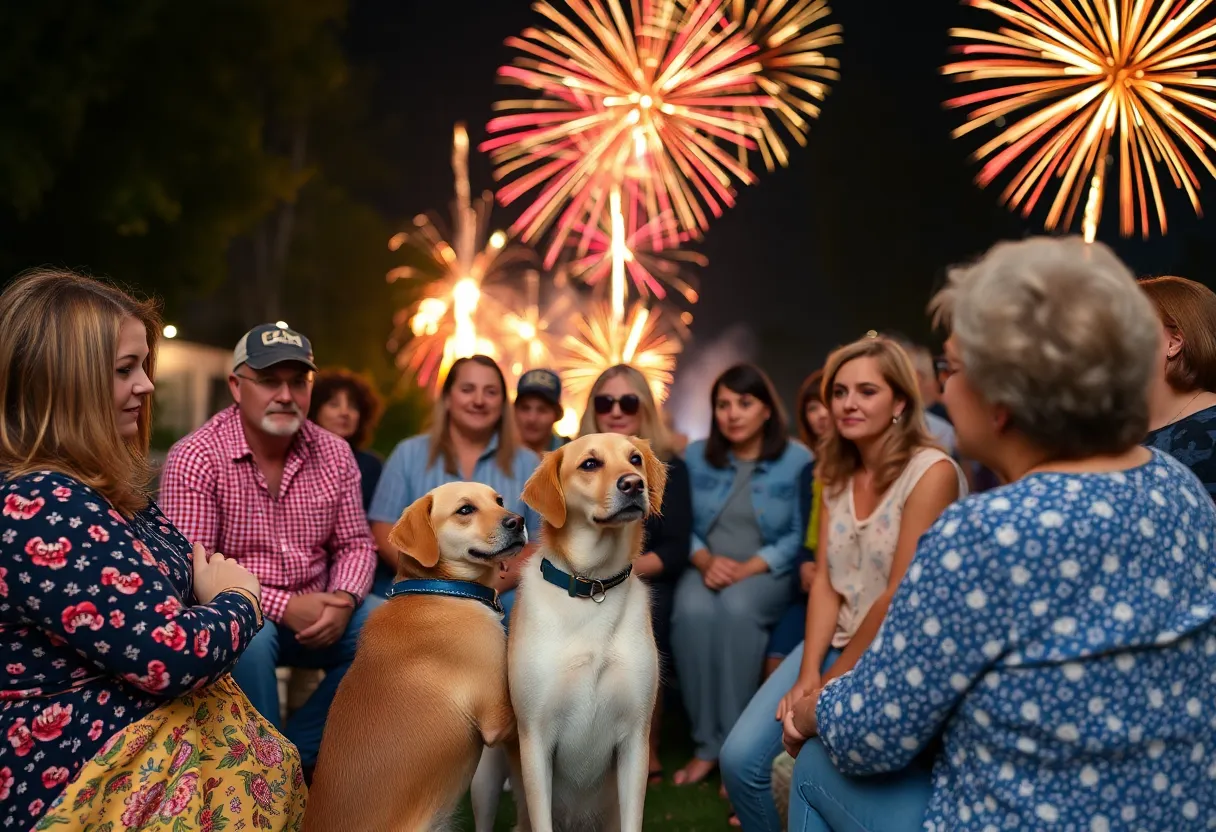 Residents discussing firework safety in St. Petersburg