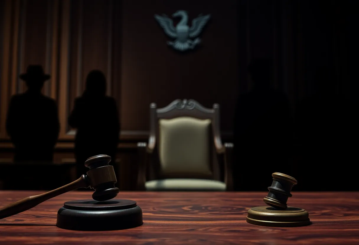 Courtroom Scene of a Murder Trial