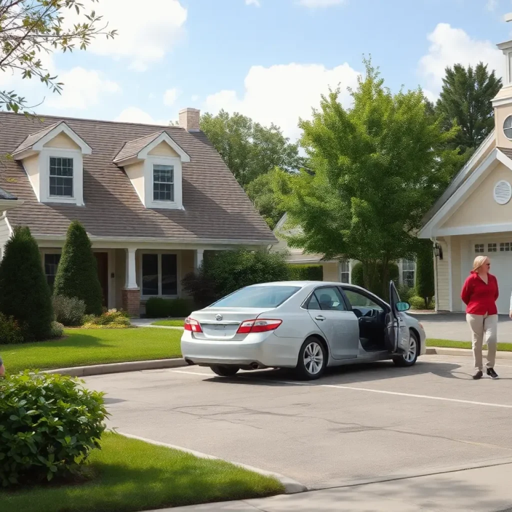 Scene of a residential home with car damage due to an elderly driver crash.