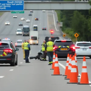 Emergency responders attending to a vehicle accident on I-275 in Saint Petersburg