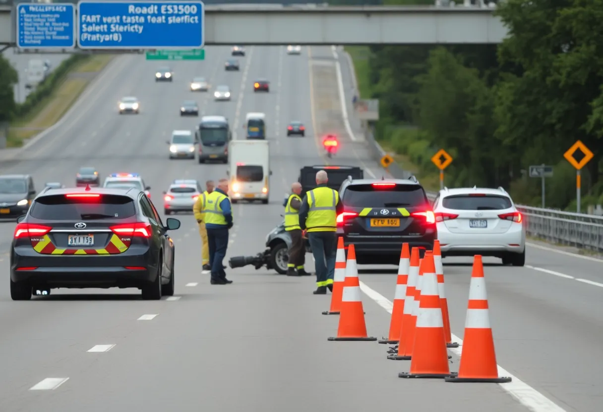Emergency responders attending to a vehicle accident on I-275 in Saint Petersburg