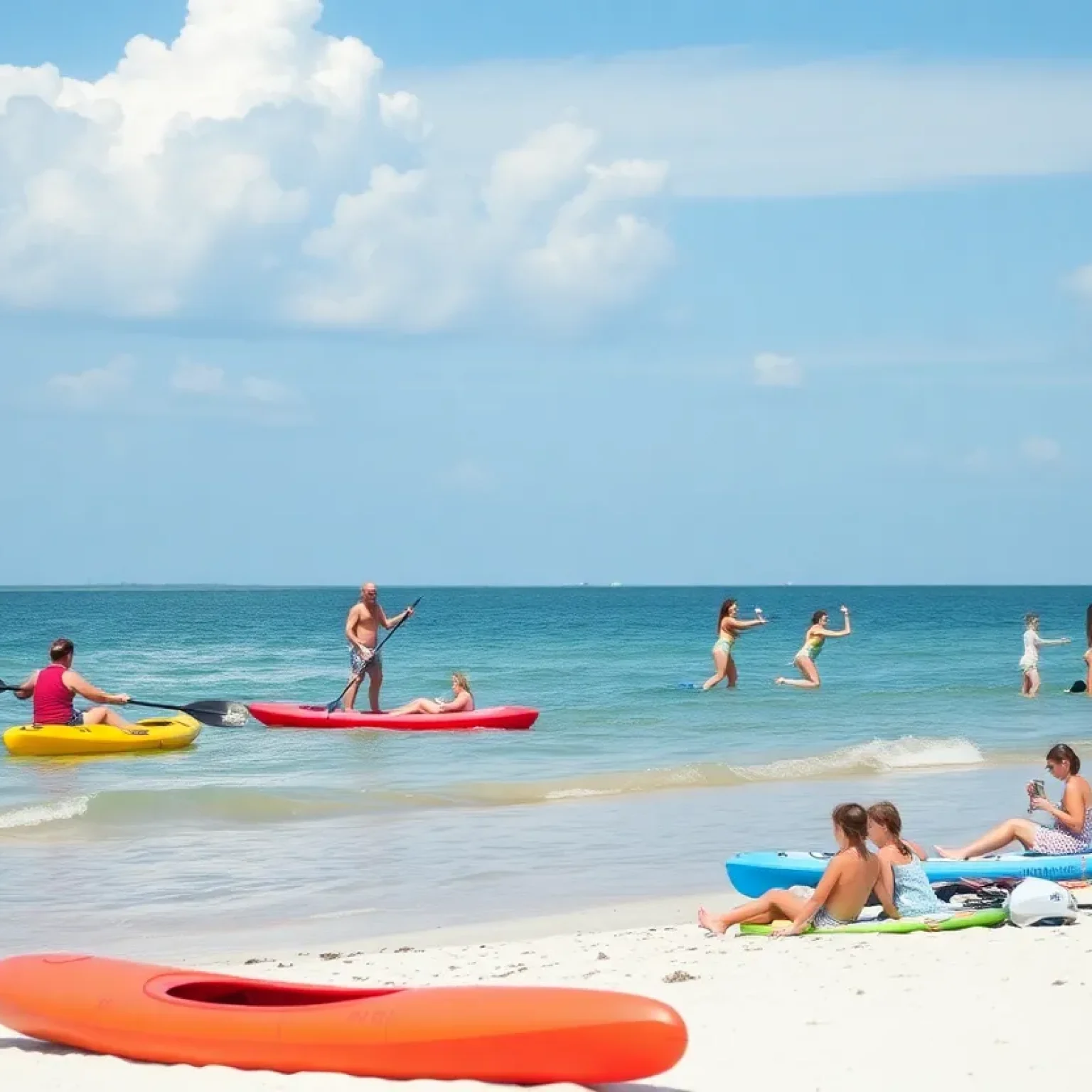 Families exploring beaches and water activities in St. Petersburg