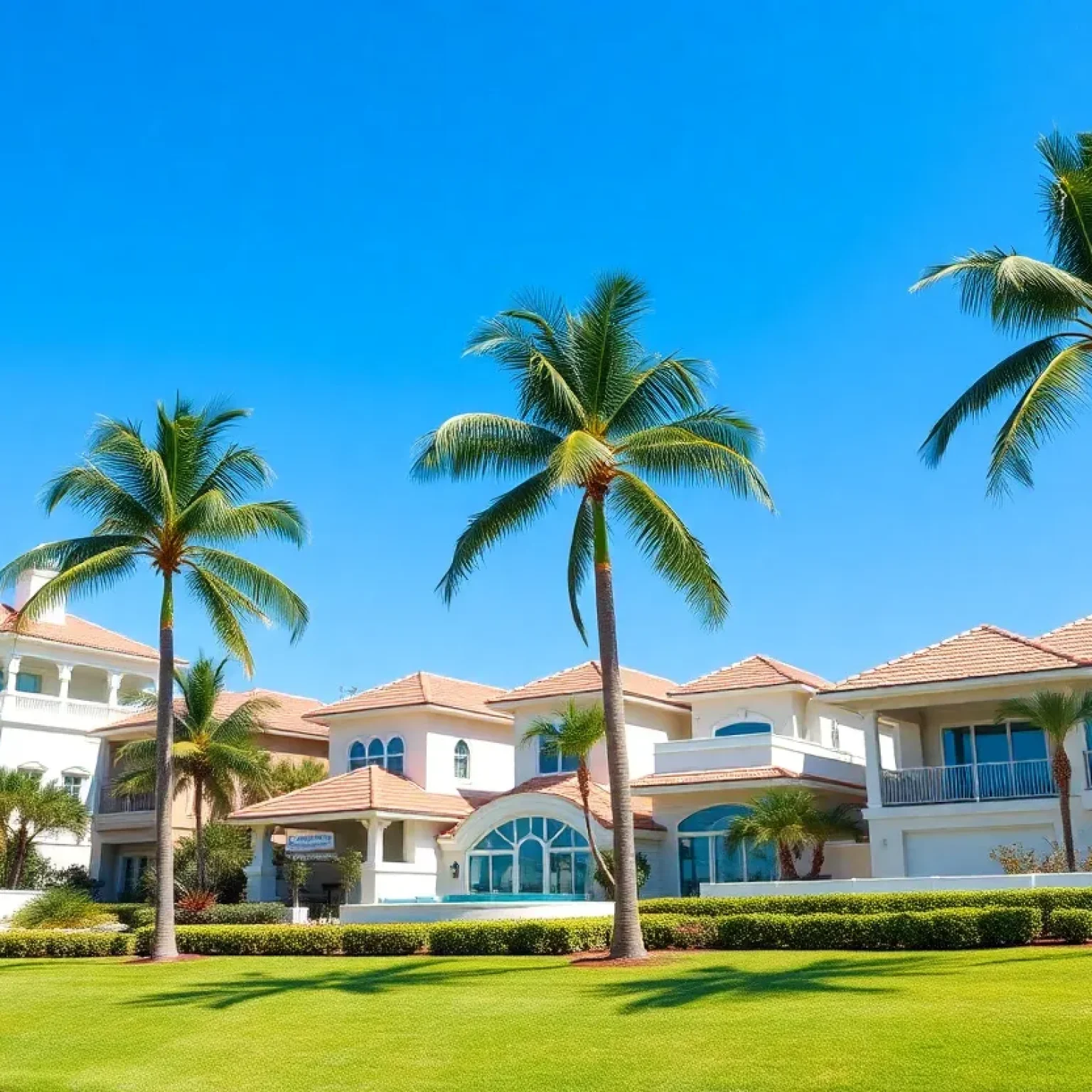 Vibrant Florida real estate landscape featuring luxury homes and palm trees