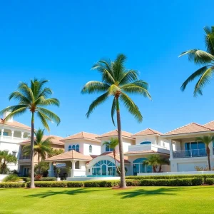 Vibrant Florida real estate landscape featuring luxury homes and palm trees