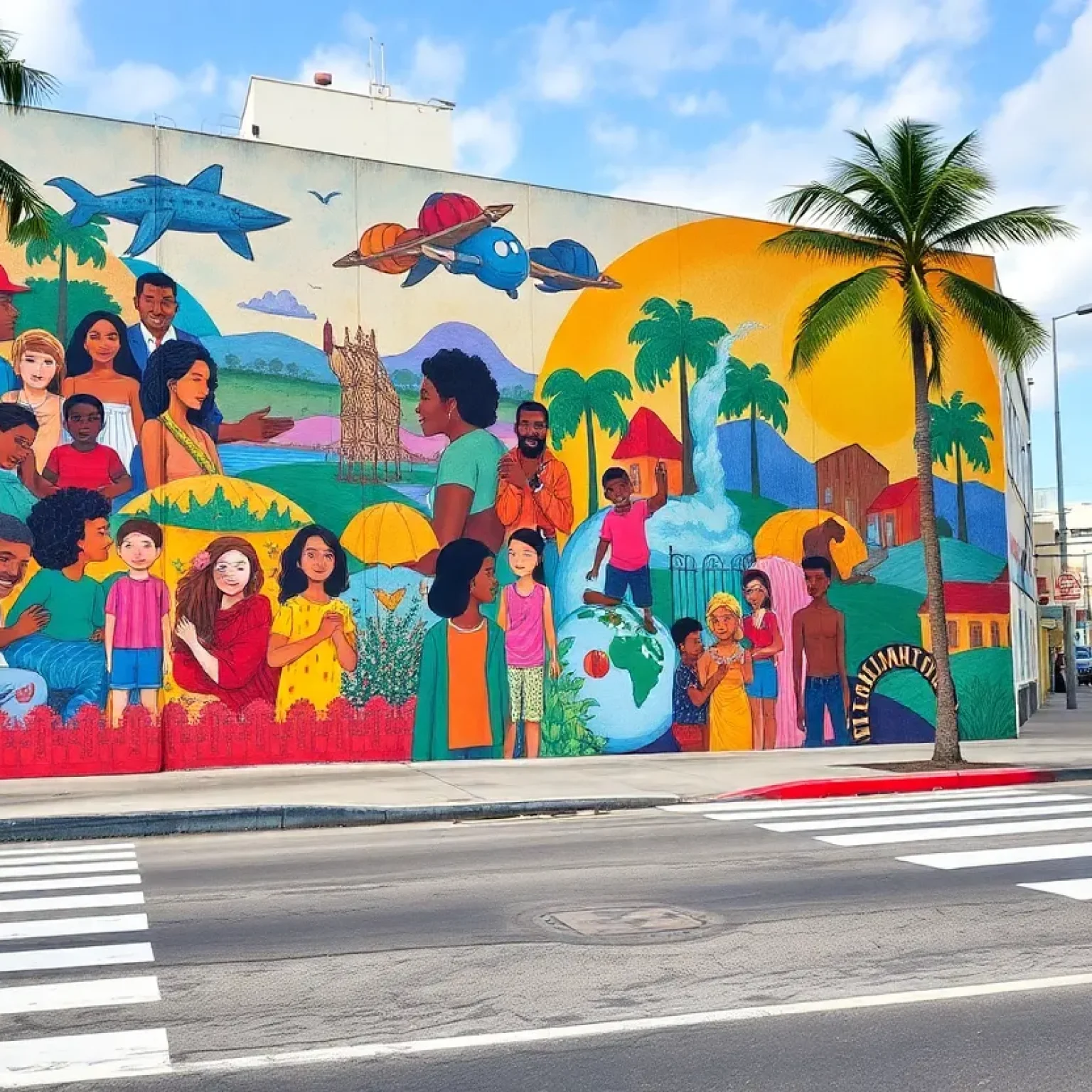 Decorative crosswalks and street murals in Florida showcasing community art