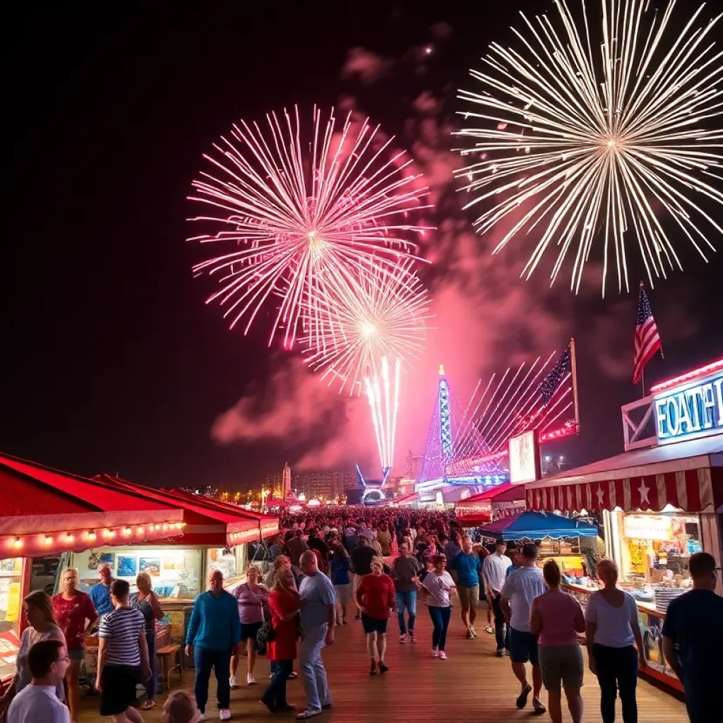Fireworks lighting up the sky during the Fourth of July celebration at St. Pete Pier