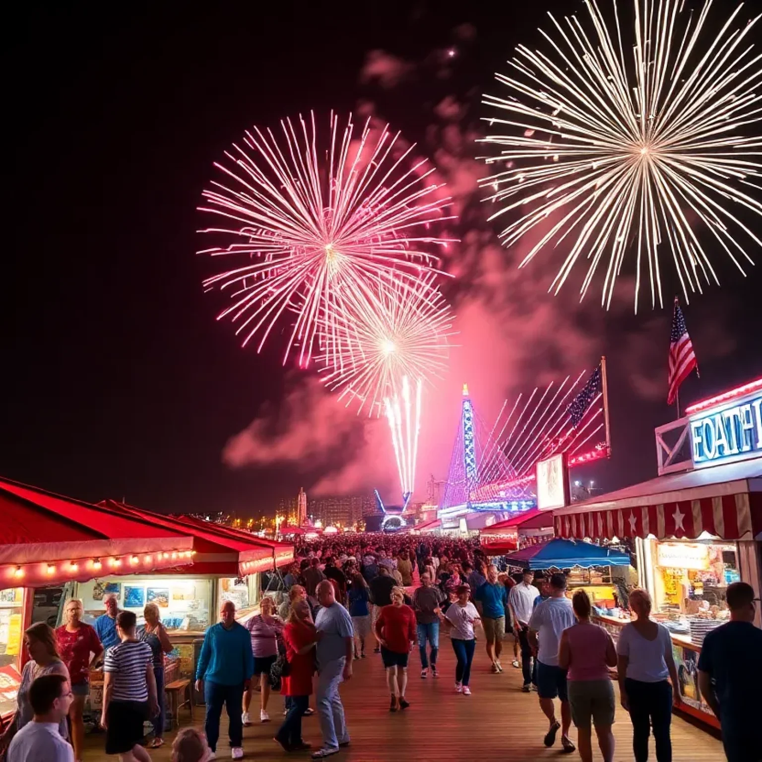 Fireworks lighting up the sky during the Fourth of July celebration at St. Pete Pier