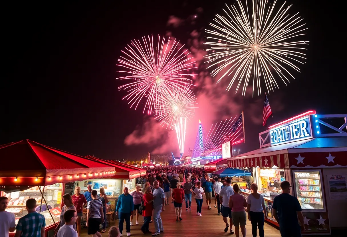 Fireworks lighting up the sky during the Fourth of July celebration at St. Pete Pier
