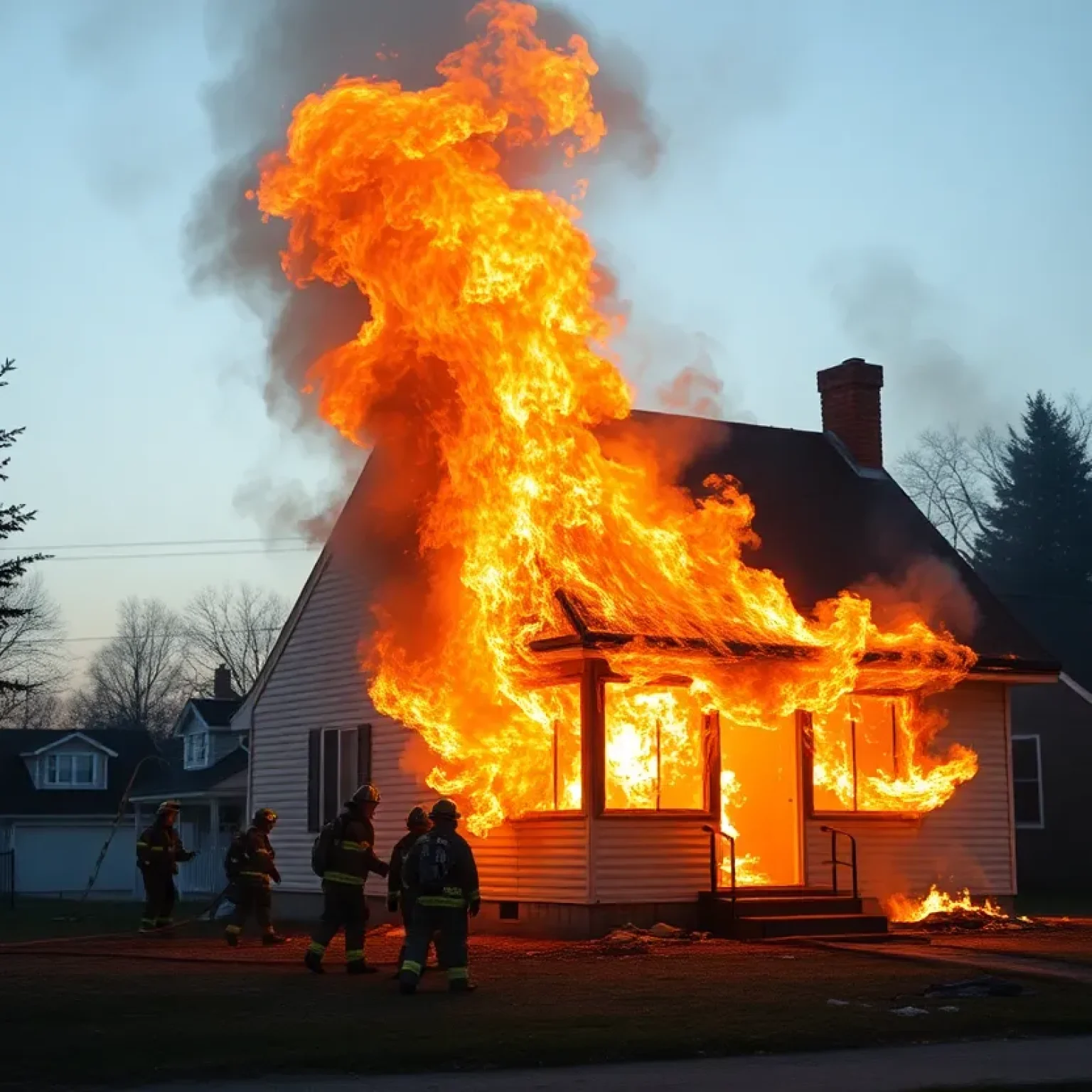 Firefighters battling a house fire in St. Petersburg