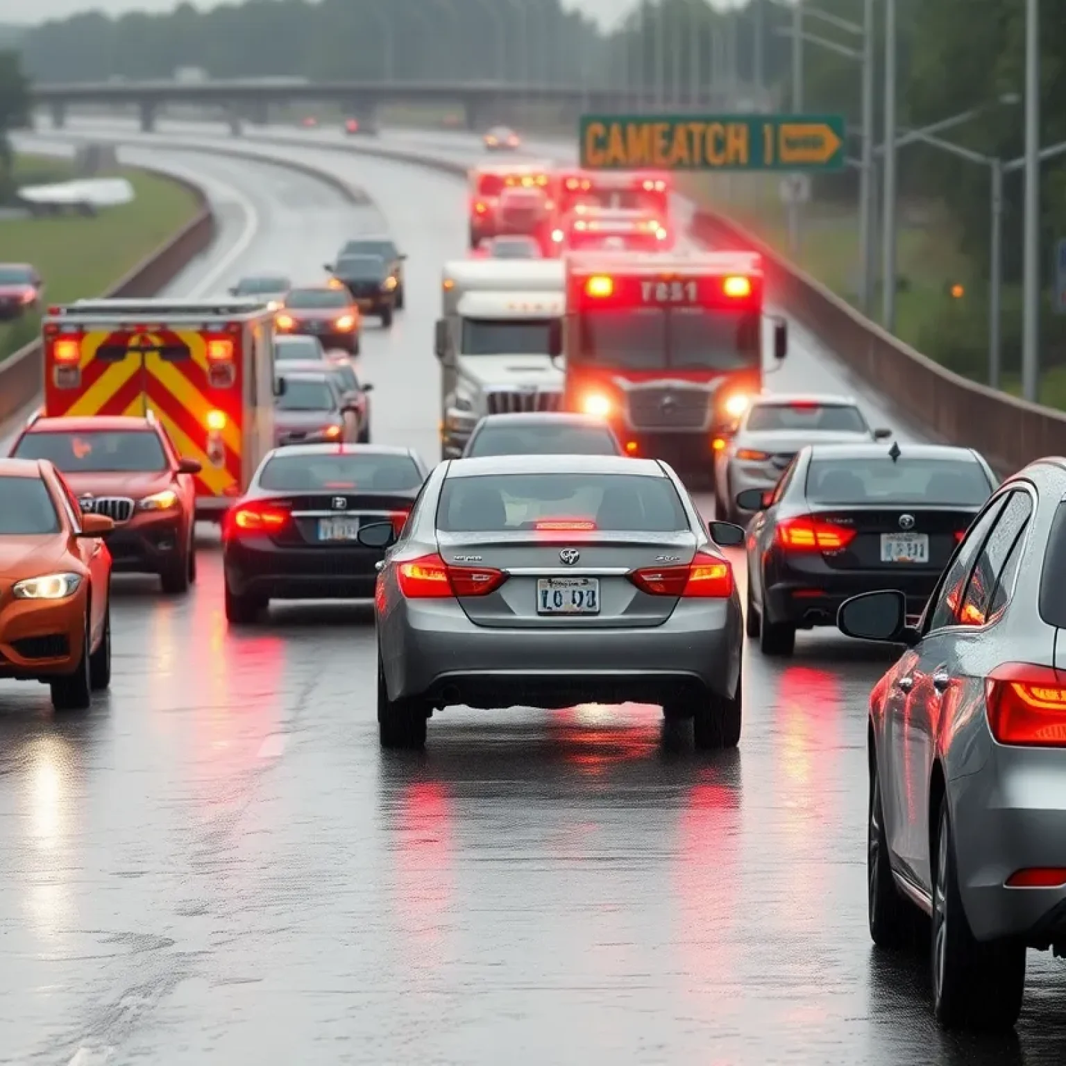 Traffic congestion on Interstate 275 during rain