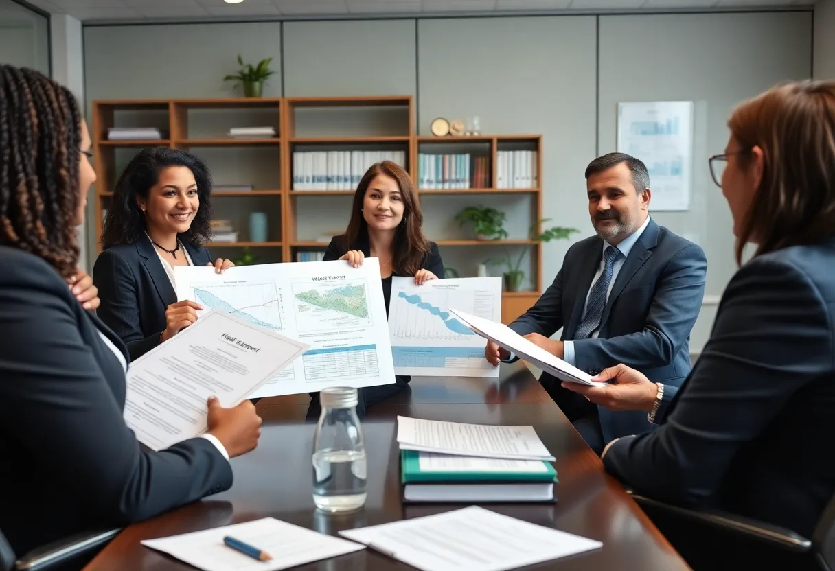 Professional team at Lewis, Longman & Walker discussing environmental law