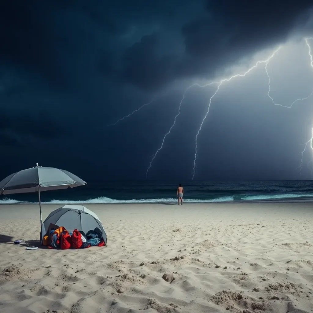 Stormy sky with lightning over St. Pete Beach