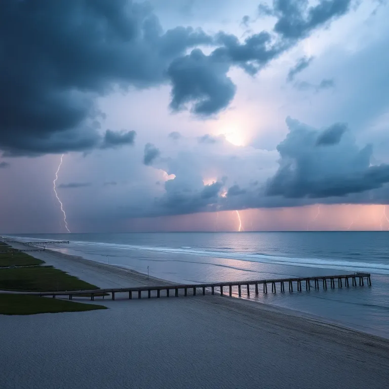 Stormy sky with lightning over St. Pete Beach