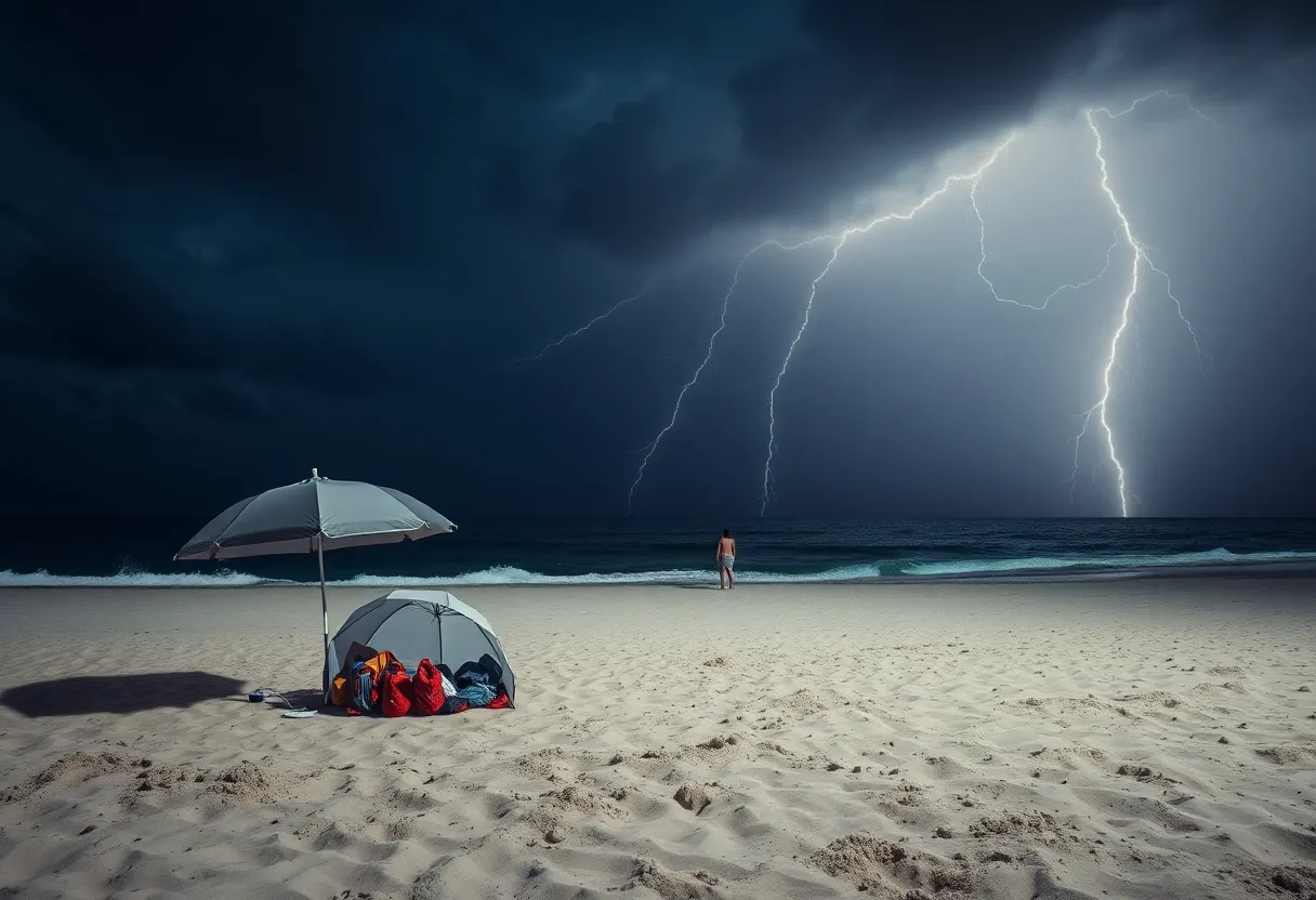 Stormy sky with lightning over St. Pete Beach