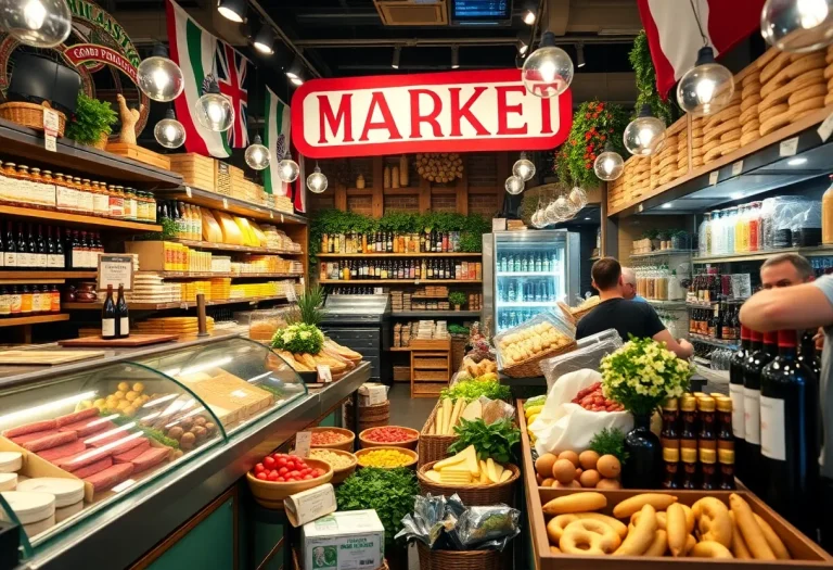 Interior of Mazzaro Italian Market showcasing gourmet foods and deli.