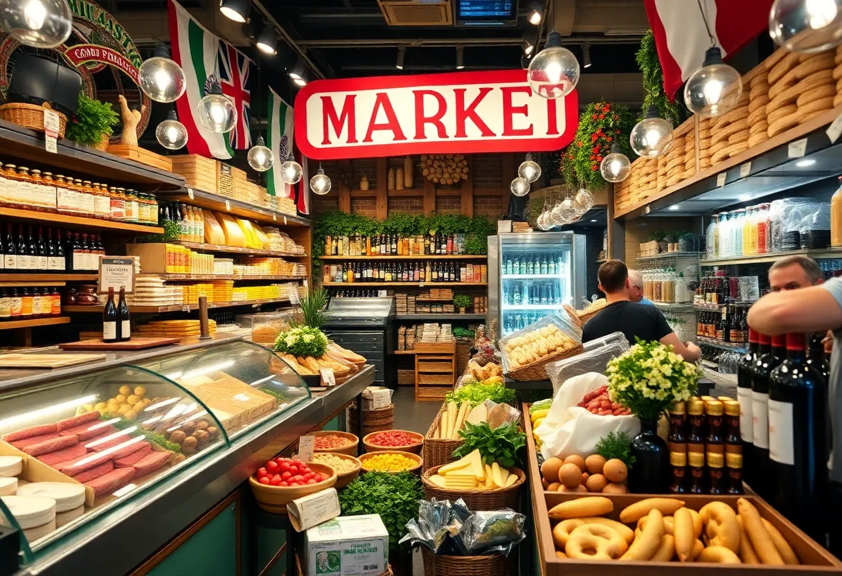 Interior of Mazzaro Italian Market showcasing gourmet foods and deli.