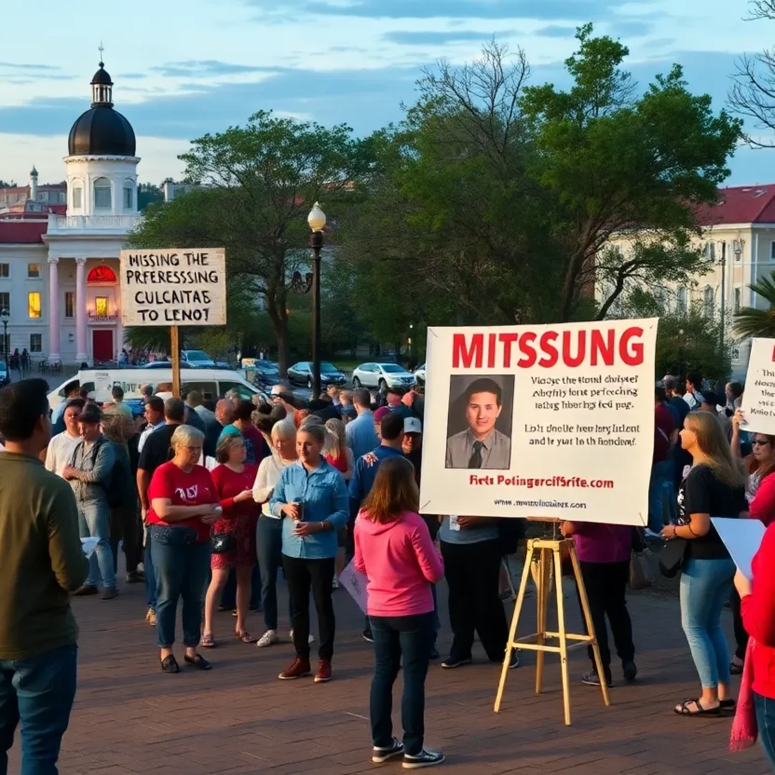 Community members gathering information for missing children