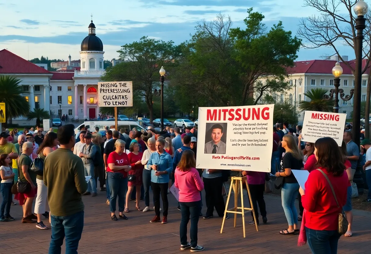 Community members gathering information for missing children
