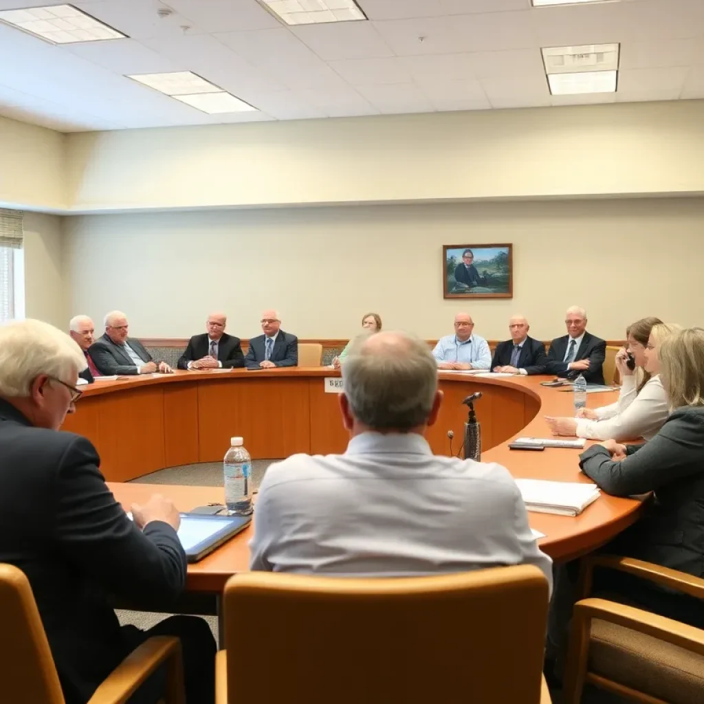 Pinellas County commissioners at a meeting discussing local business funding.