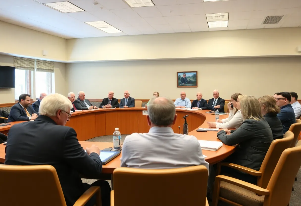 Pinellas County commissioners at a meeting discussing local business funding.