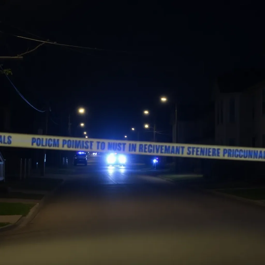 Police tape at a shooting scene in an urban area