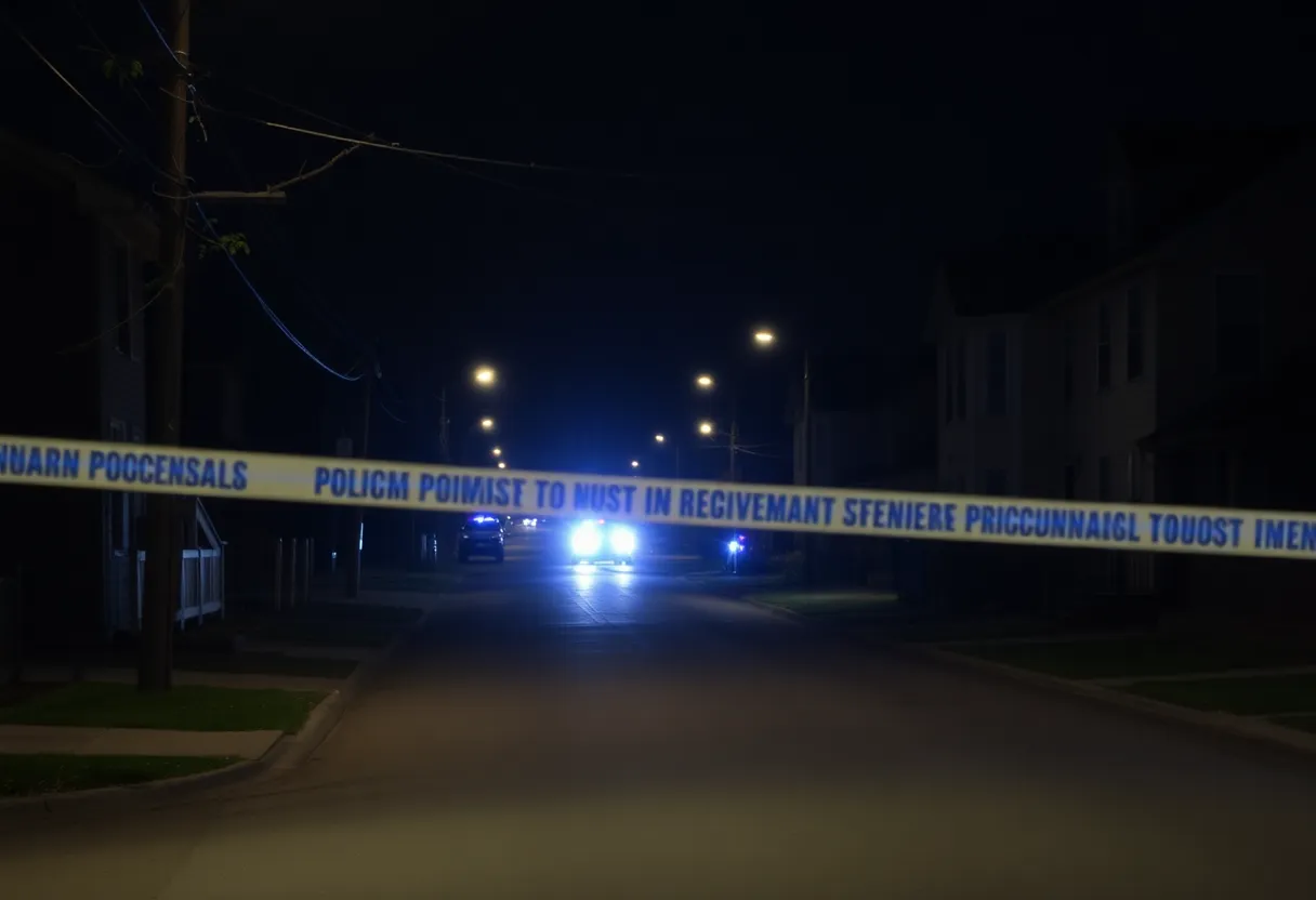 Police tape at a shooting scene in an urban area